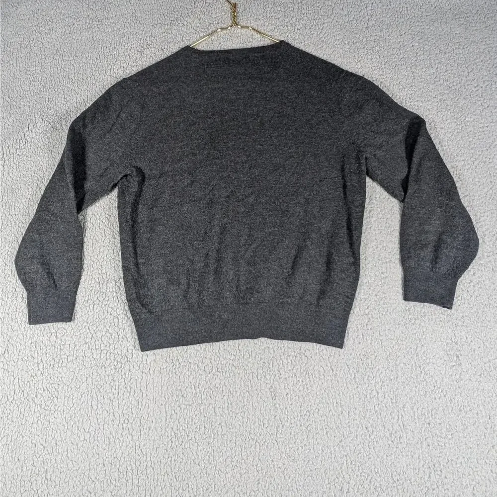 Pendleton Sweater Mens Large Gray Washable Wool Merino V Neck Pullover Classic